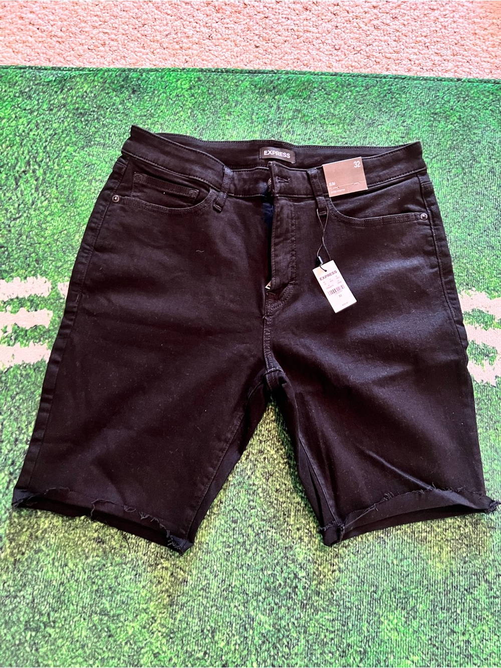 Men’s Express Black Men’s Denim Shorts - Raw Hem